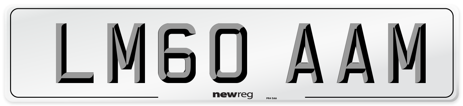 LM60 AAM Number Plate from New Reg